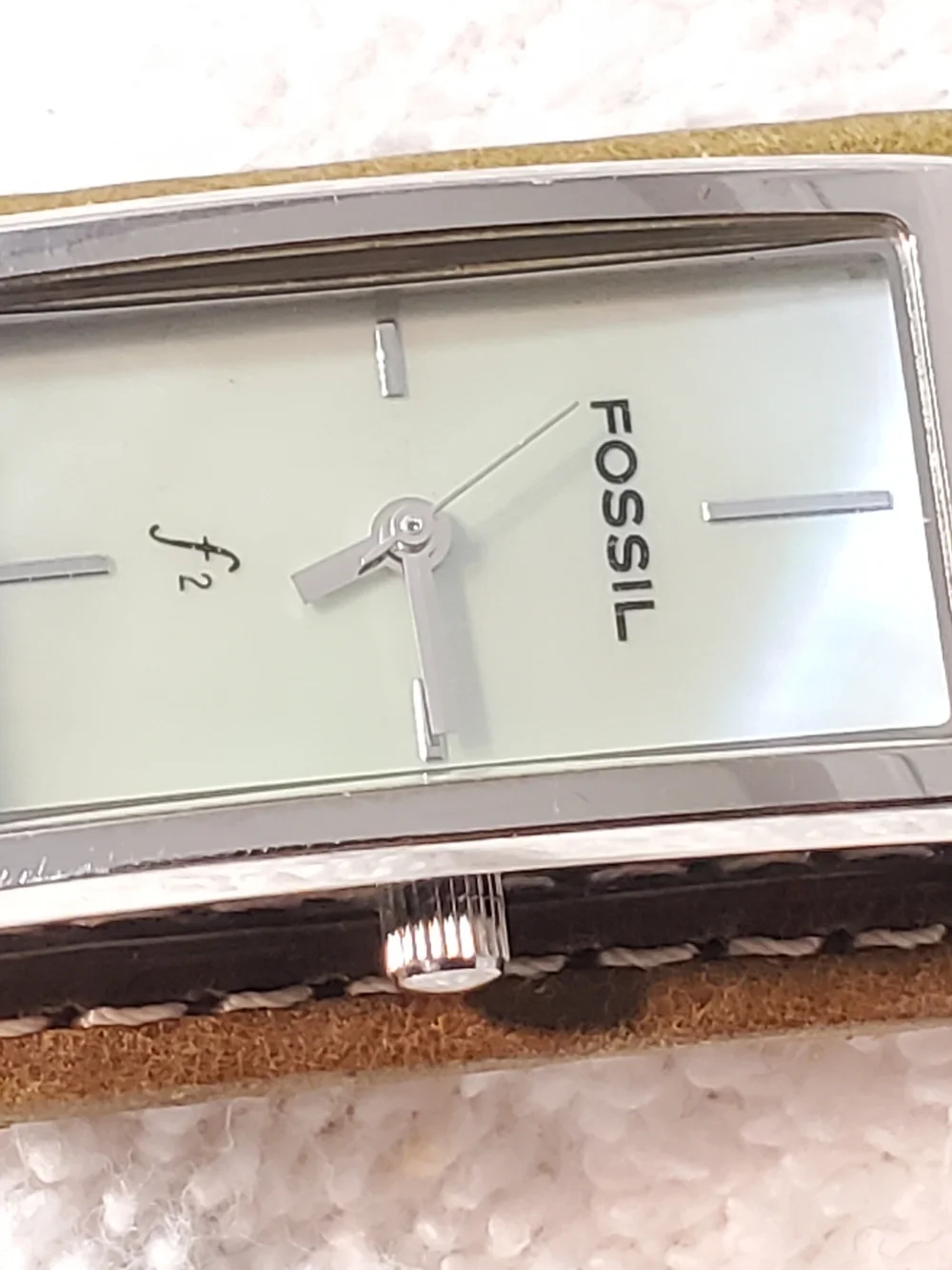 Fossil Women's Vintage Quartz Watch One Jewel Mother Pearl Dial Green Leather